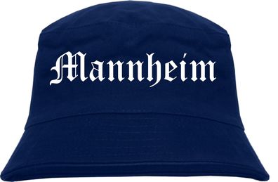 Mannheim Fischerhut - Dunkelblau - Altdeutsch - bedruckt - Bucket Hat Anglerhut Hut