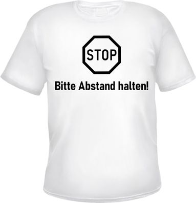STOP - Bitte Abstand halten - Herren T-Shirt - Weiss - Abstandhalten Tee Shirt