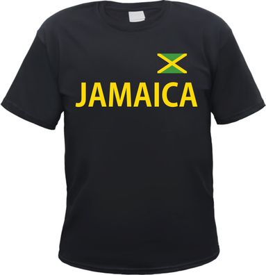 Jamaica Herren T-Shirt - Blockschrift mit Flagge - Tee Shirt Jamaika