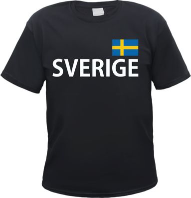 Sverige Herren T-Shirt - Blockschrift mit Flagge - Tee Shirt Schweden Sweden Republik
