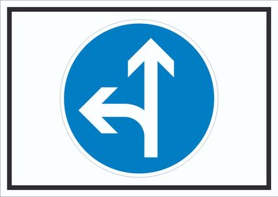 Schild Fahrtrichtung geradeaus oder links Symbol