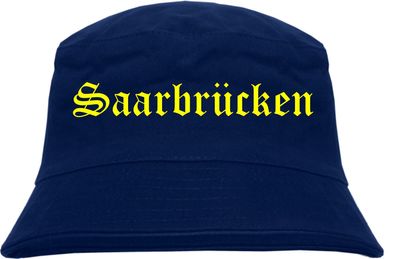 Saarbrücken Fischerhut - Dunkelblau - Gelber Druck - Bucket Hat