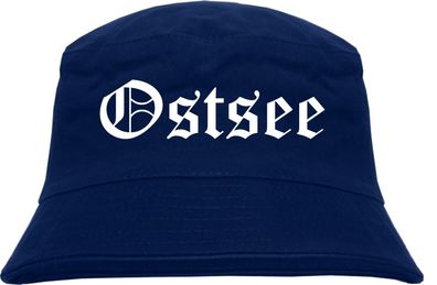 Ostsee Fischerhut - Dunkelblau - Altdeutsch - bedruckt - Bucket Hat Anglerhut Hut