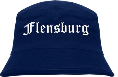 Flensburg Fischerhut - Dunkelblau - Altdeutsch - bedruckt - Bucket Hat Anglerhut Hut