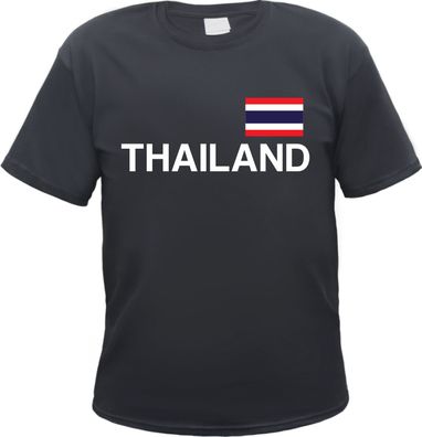 Thailand Herren T-Shirt - Blockschrift mit Flagge - Tee Shirt