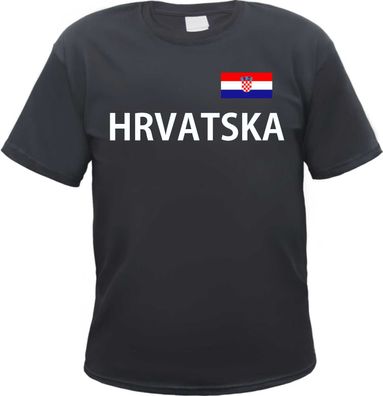 Kroatien Herren T-Shirt - Blockschrift mit Flagge - Tee Shirt Hrvatska Croatia