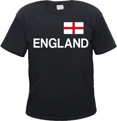 England Herren T-Shirt - Blockschrift mit Flagge - Tee Shirt Großbritannien UK