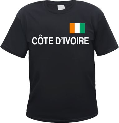Elfenbeinküste Herren T-Shirt - Blockschrift mit Flagge - Tee Shirt République de ...