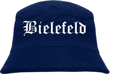 Bielefeld Fischerhut - Dunkelblau - Altdeutsch - bedruckt - Bucket Hat Anglerhut Hut