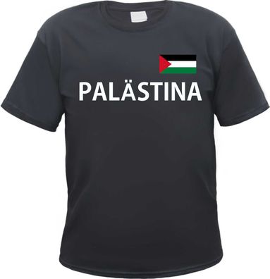 Palästina Herren T-Shirt - Blockschrift mit Flagge - Tee Shirt Palaistine