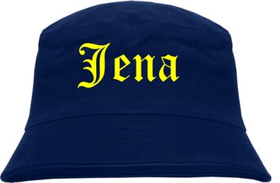 Jena Fischerhut - Dunkelblau - Gelber Druck - Bucket Hat