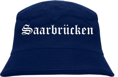 Saarbrücken Fischerhut - Dunkelblau - Altdeutsch - bedruckt - Bucket Hat Anglerhut...