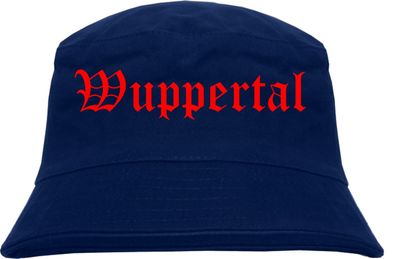 Wuppertal Fischerhut - Dunkelblau - Roter Druck - Bucket Hat