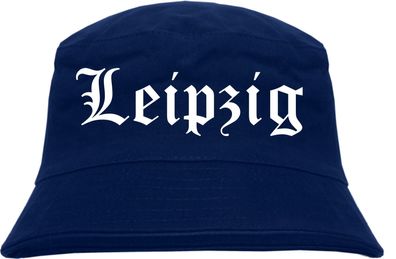 Leipzig Fischerhut - Dunkelblau - Altdeutsch - bedruckt - Bucket Hat Anglerhut Hut