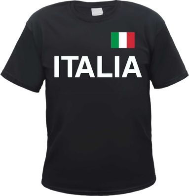 Italia Herren T-Shirt - Blockschrift mit Flagge - Tee Shirt Italien