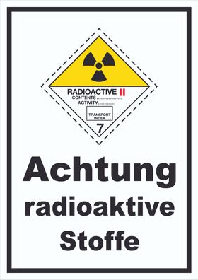 Schild radioaktive Stoffe Radioactive II-GELB hochkant