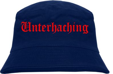 Unterhaching Fischerhut - Dunkelblau - Roter Druck - Bucket Hat