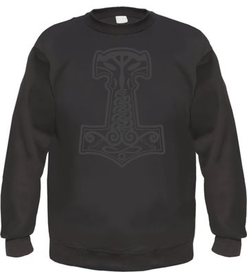 Thorshammer Mjolnir Sweatshirt - bedruckt - Pullover Druck Schwarz