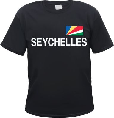 Seychelles Herren T-Shirt - Blockschrift mit Flagge - Tee Shirt
