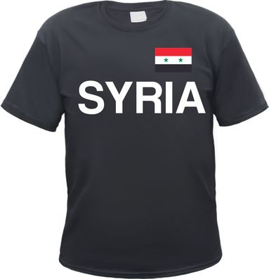 Syria Herren T-Shirt - Blockschrift mit Flagge - Tee Shirt