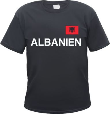 Albanien Herren T-Shirt - Blockschrift mit Flagge - Tee Shirt