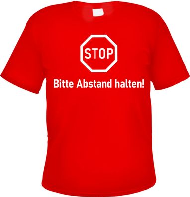 STOP - Bitte Abstand halten - Herren T-Shirt - Rot - Abstandhalten Tee Shirt