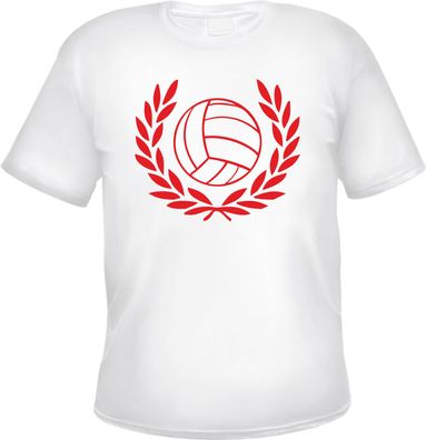 Lorbeerkranz und Fussball Herren T-Shirt - Tee Shirt Roter Aufdruck