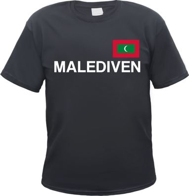 Malediven Herren T-Shirt - Blockschrift mit Flagge - Tee Shirt