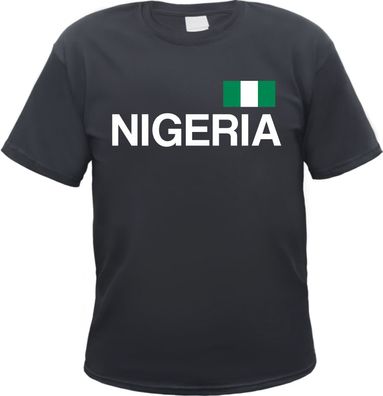 Nigeria Herren T-Shirt - Blockschrift mit Flagge - Tee Shirt