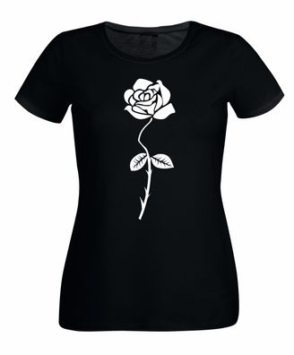 Rose Aufdruck s/ w Varianten Damen T-Shirt