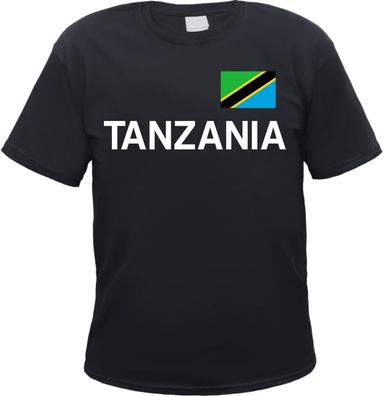 Tansania Herren T-Shirt - Blockschrift mit Flagge - Tee Shirt
