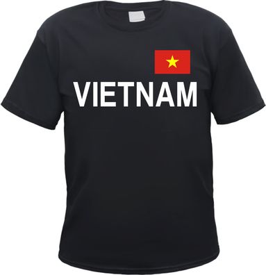 Vietnam Herren T-Shirt - Blockschrift mit Flagge - Tee Shirt
