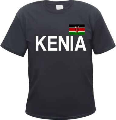 Kenia Herren T-Shirt - Blockschrift mit Flagge - Tee Shirt