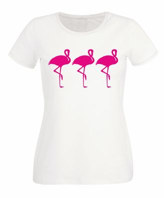 DREI Flamingos Damen T-Shirt
