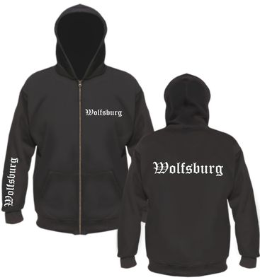 Wolfsburg Kapuzenjacke - Altdeutsch bedruckt - Sweatjacke Hoodie Jacke