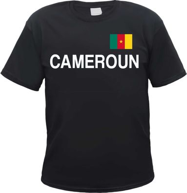 Cameroun Herren T-Shirt - Blockschrift mit Flagge - Tee Shirt Kamerun Cameroon