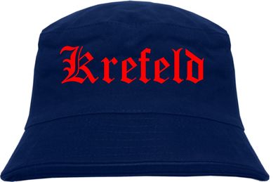 Krefeld Fischerhut - Dunkelblau - Roter Druck - Bucket Hat