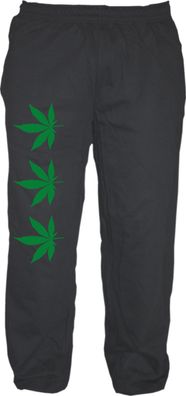 Hanf Jogginghose - bedruckt - Sweatpants - Jogger - Drei Hanfblätter Cannabis