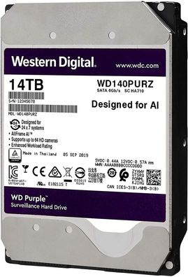 WD Purple 3,5" 14TB SATA 6Gb/ s 7200 RPM 512 MB Cache WD140PURZ