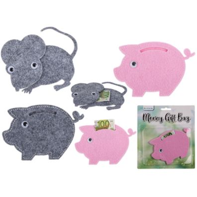 1 Geschenkverpackung Schwein oder Maus, 13 cm, Geldgeschenke, Filz, Schweine Mäuse