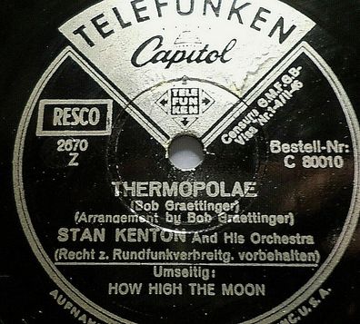 Stan Kenton & June Christy "How High The Moon / Thermopolae" Telefunken 78rpm