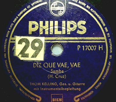 Thom Kelling "Diz Que Vae, Vae / O Passu Du Kanguru" Philips 78rpm 10"