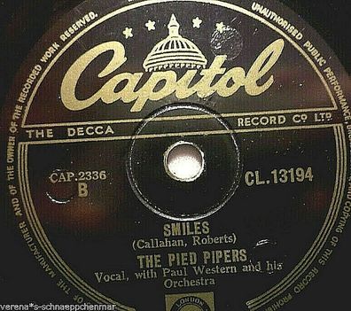 THE RIED PIPERS "It´s Watcha Do with Watcha Got / Smiles" Capitol 78rpm 10"