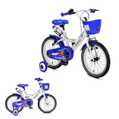 Byox Kinderfahrrad 16 Zoll 1681 blau, Stützräder, Frontkorb, Getränkehalter