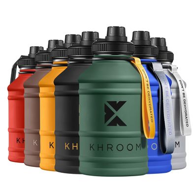 Khroom® Edelstahl Trinkflasche Sport 2L - Kohlensäure geeignet & bruchfest - 2 Liter