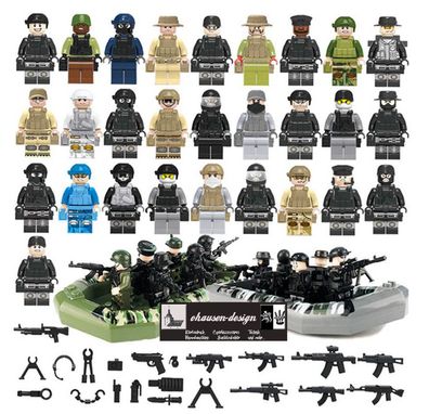 Armee 28 Soldaten mit Booten Bausteine Militärset US-Army Waffen Cobi LEGO kompatibel
