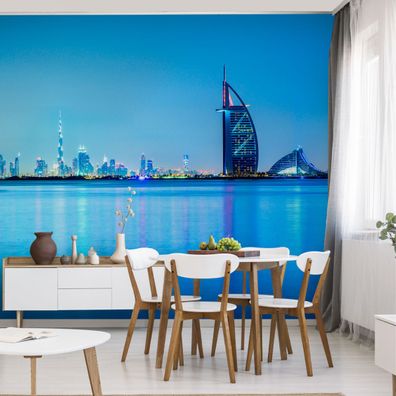 Muralo VINYL Fototapete XXL TAPETE Wohnzimmer Dubai aus der Ferne Meer 2635