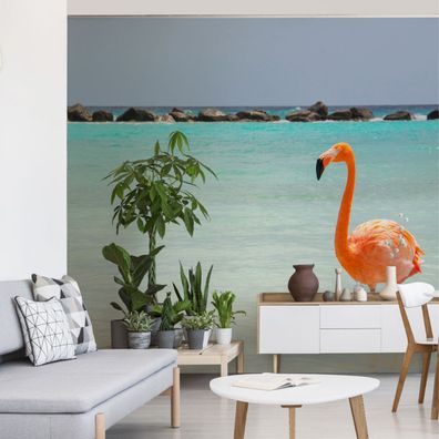 Muralo VINYL Fototapete XXL TAPETE für Jugend Flamingo Strand 3D 3555