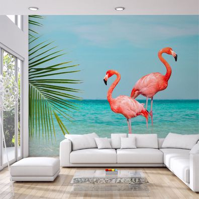 Muralo VINYL Fototapete XXL TAPETE Flur Flamingos Strand 3D 3566