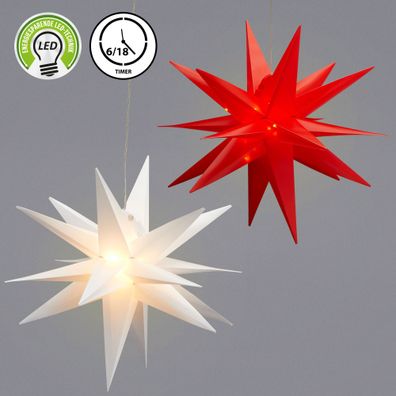 LED Stern inkl. Timerfunktion faltbar weiß oder rot kl. ca. &Oslash;35cm warmweiß